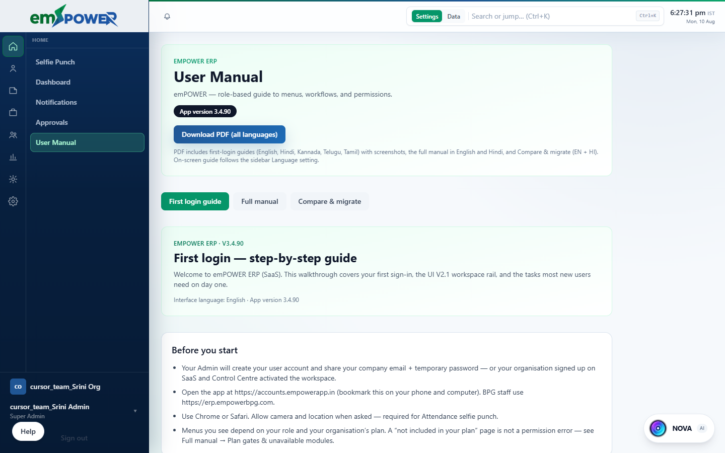 emPOWER in-app User Manual